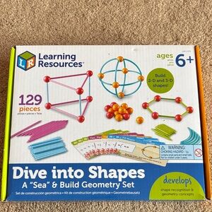 Learning Resources Dive into Shapes Geometry Set - Blue, Red, Orange